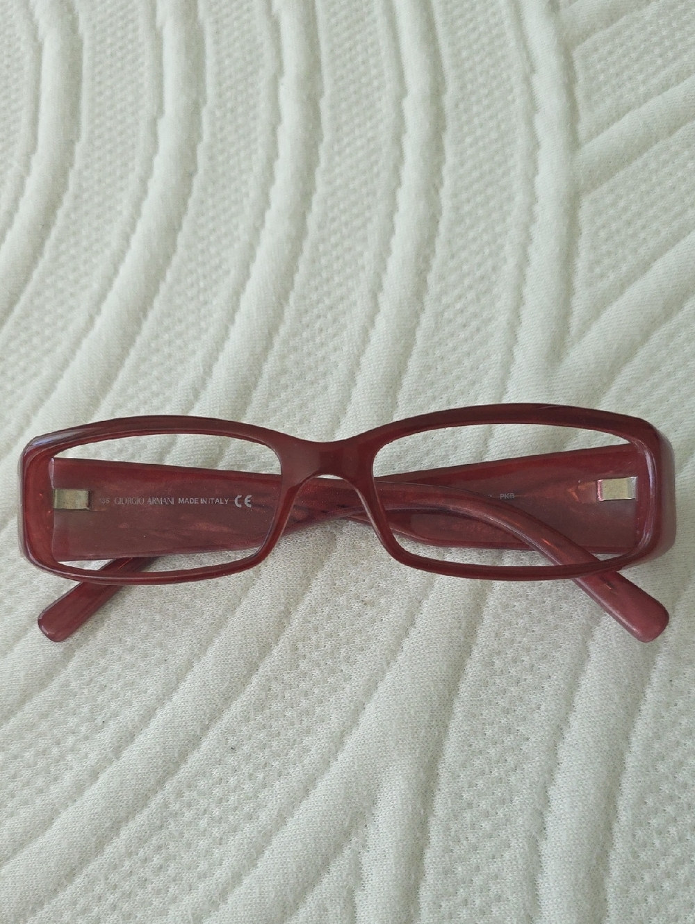 Emporio Armani Women's Rectangular Glasses in Deep Red